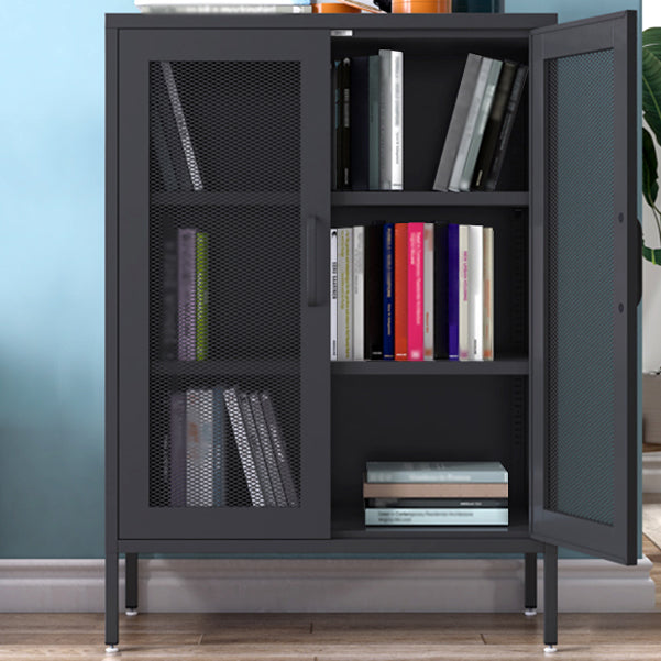 Steel Sideboard Modern Server Cabinet with Storage for Dining Room Kitchen 31"L x 16"W x 40"H Black Mesh Clearhalo 'buffet_sideboard' 'Buffets & Sideboards' 'furn' 'furn_buffet_sideboard' 'Furniture' 'Kitchen & Dining Furniture' 5321573