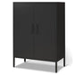 Steel Sideboard Modern Server Cabinet with Storage for Dining Room Kitchen 31"L x 16"W x 40"H Black Metal Clearhalo 'buffet_sideboard' 'Buffets & Sideboards' 'furn' 'furn_buffet_sideboard' 'Furniture' 'Kitchen & Dining Furniture' 5321575