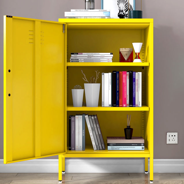 Steel Sideboard Modern Server Cabinet with Storage for Dining Room Kitchen 24"L x 16"W x 40"H Yellow Metal Clearhalo 'buffet_sideboard' 'Buffets & Sideboards' 'furn' 'furn_buffet_sideboard' 'Furniture' 'Kitchen & Dining Furniture' 5321576
