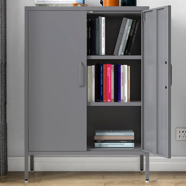 Steel Sideboard Modern Server Cabinet with Storage for Dining Room Kitchen 31"L x 16"W x 40"H Grey Metal Clearhalo 'buffet_sideboard' 'Buffets & Sideboards' 'furn' 'furn_buffet_sideboard' 'Furniture' 'Kitchen & Dining Furniture' 5321580