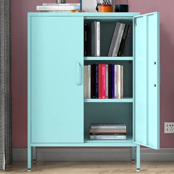 Steel Sideboard Modern Server Cabinet with Storage for Dining Room Kitchen 31"L x 16"W x 40"H Blue Metal Clearhalo 'buffet_sideboard' 'Buffets & Sideboards' 'furn' 'furn_buffet_sideboard' 'Furniture' 'Kitchen & Dining Furniture' 5321582