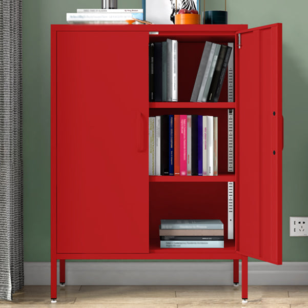 Steel Sideboard Modern Server Cabinet with Storage for Dining Room Kitchen 31"L x 16"W x 40"H Red Metal Clearhalo 'buffet_sideboard' 'Buffets & Sideboards' 'furn' 'furn_buffet_sideboard' 'Furniture' 'Kitchen & Dining Furniture' 5321584