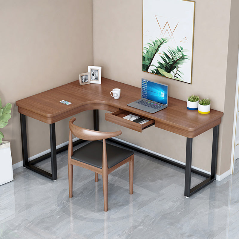 L-Form Solid Pine Writing Table Industrial Home Working Table