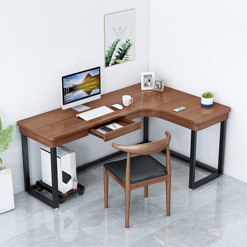 L-Form Solid Pine Writing Table Industrial Home Working Table