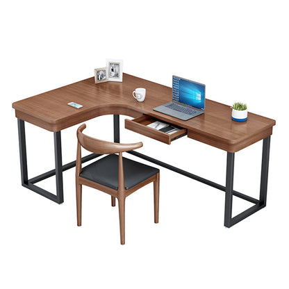 L-Form Solid Pine Writing Table Industrial Home Working Table