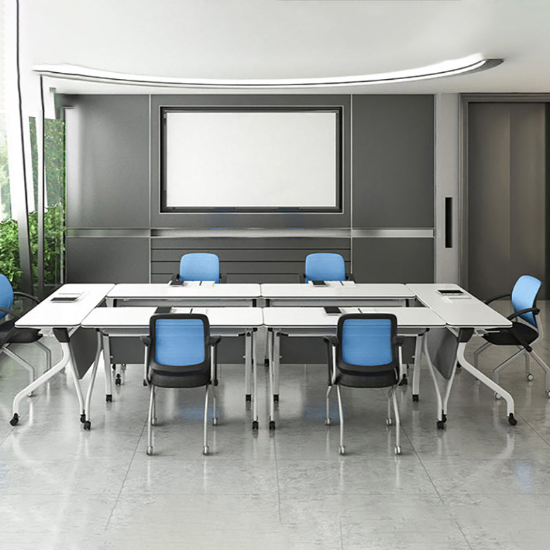 Manufactured Wood Top Writing Desk Folding Modern Desk with Caster Wheels Clearhalo 'furn' 'furn_office_desk' 'Furniture' 'Office Desks' 'Office Furniture' 'office_desk' 5321667