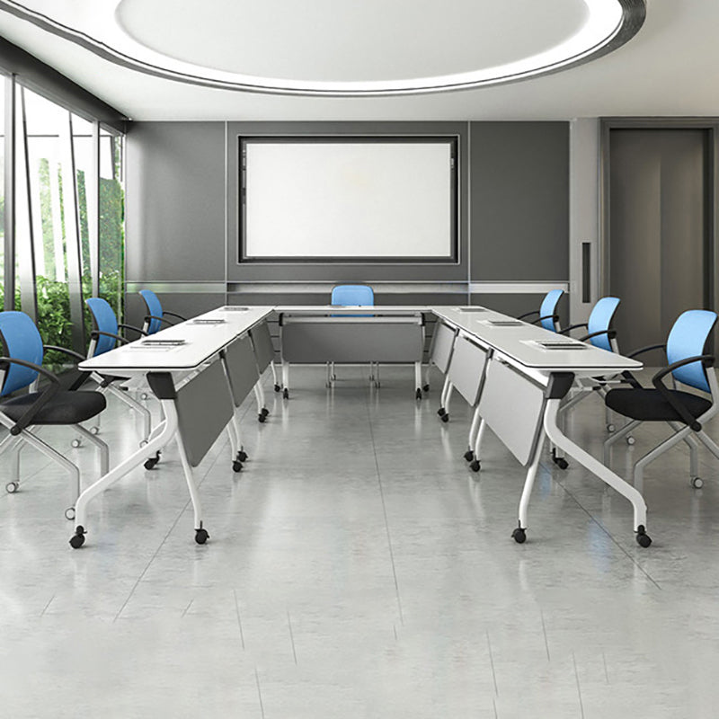 Manufactured Wood Top Writing Desk Folding Modern Desk with Caster Wheels Clearhalo 'furn' 'furn_office_desk' 'Furniture' 'Office Desks' 'Office Furniture' 'office_desk' 5321668