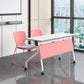 Manufactured Wood Top Writing Desk Folding Modern Desk with Caster Wheels Pink-White Clearhalo 'furn' 'furn_office_desk' 'Furniture' 'Office Desks' 'Office Furniture' 'office_desk' 5321676