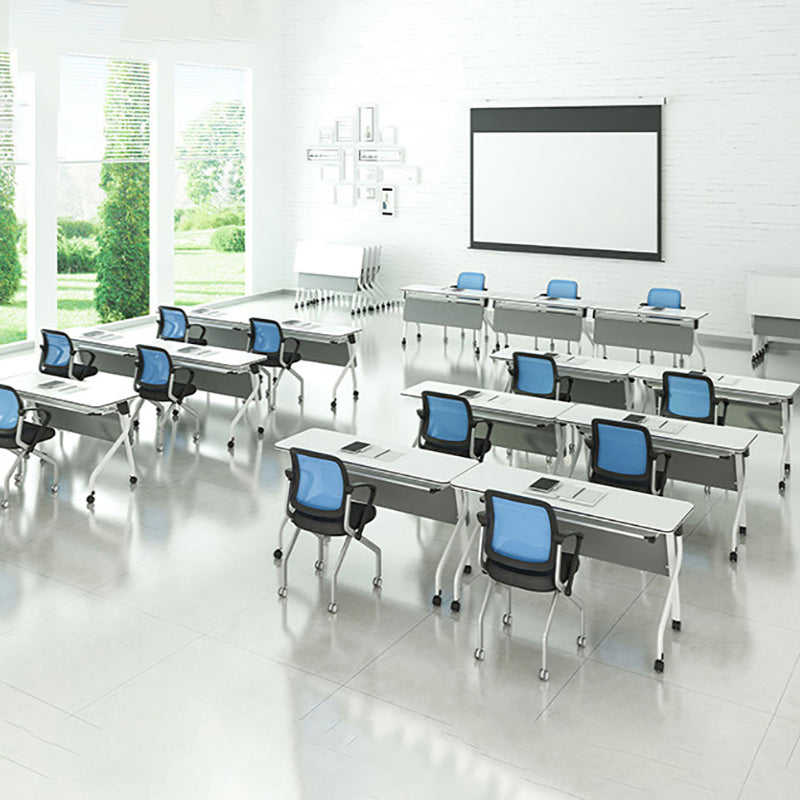 Manufactured Wood Top Writing Desk Folding Modern Desk with Caster Wheels Clearhalo 'furn' 'furn_office_desk' 'Furniture' 'Office Desks' 'Office Furniture' 'office_desk' 5321677