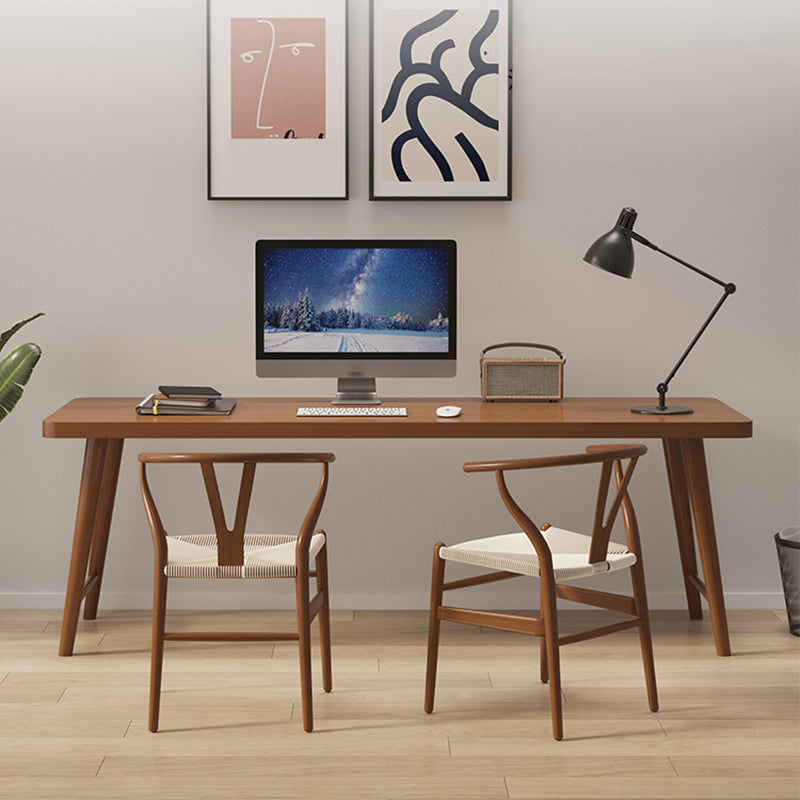 Contemporary H-Shape Writing Desk Rectangular Solid Wood Office Desk Clearhalo 'furn' 'furn_office_desk' 'Furniture' 'Office Desks' 'Office Furniture' 'office_desk' 5321683