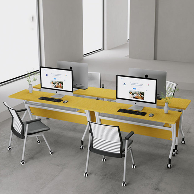Modern Folding Writing Desk Manufactured Wood Top Desk with Caster Wheels Clearhalo 'furn' 'furn_office_desk' 'Furniture' 'Office Desks' 'Office Furniture' 'office_desk' 5321716