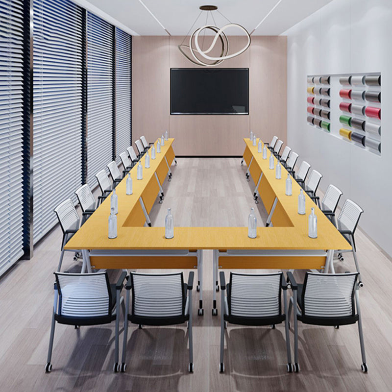 Modern Folding Writing Desk Manufactured Wood Top Desk with Caster Wheels Clearhalo 'furn' 'furn_office_desk' 'Furniture' 'Office Desks' 'Office Furniture' 'office_desk' 5321717