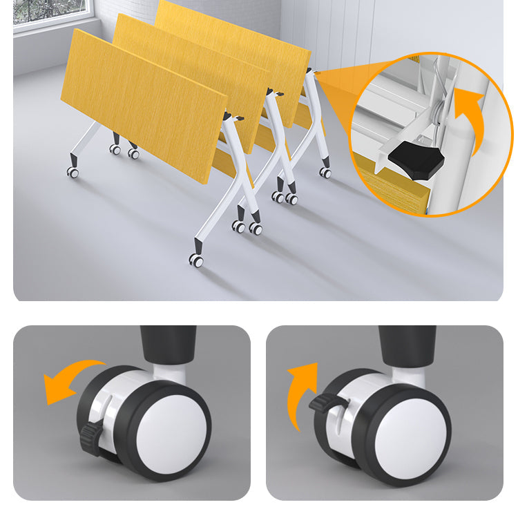 Modern Folding Writing Desk Manufactured Wood Top Desk with Caster Wheels Clearhalo 'furn' 'furn_office_desk' 'Furniture' 'Office Desks' 'Office Furniture' 'office_desk' 5321720
