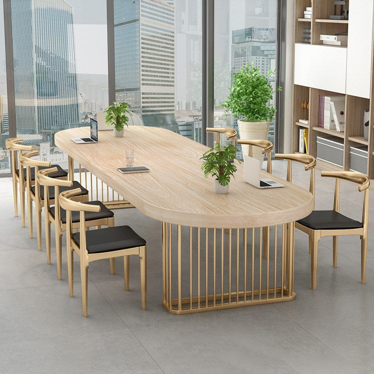 Escritorio de oficina de estilo contemporáneo Reunión ovalada de madera maciza escritura de escritura