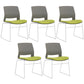 Chrome Metal Frame Modern Conference Chair Armless Computer Desk Chair Gray-Green 5 Piece Set Sled Clearhalo 'furn' 'furn_office_chair' 'Furniture' 'Office Chairs' 'Office Furniture' 'office_chair' 5321855
