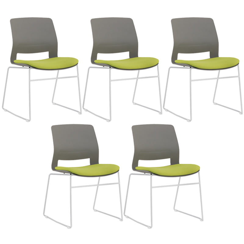 Chrome Metal Frame Modern Conference Chair Armless Computer Desk Chair Gray-Green 5 Piece Set Sled Clearhalo 'furn' 'furn_office_chair' 'Furniture' 'Office Chairs' 'Office Furniture' 'office_chair' 5321855