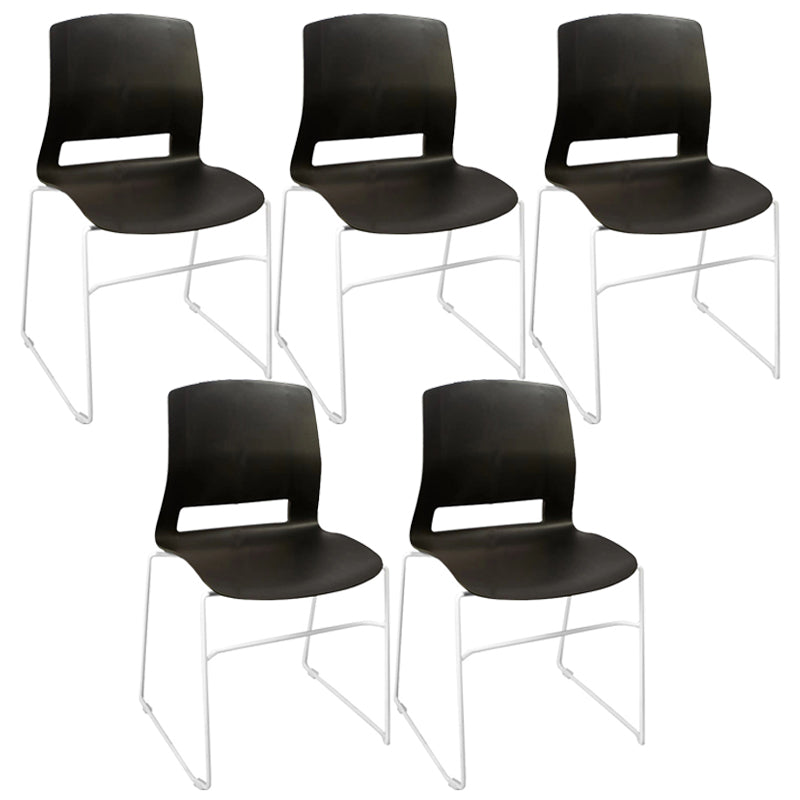 Chrome Metal Frame Modern Conference Chair Armless Computer Desk Chair Black 5 Piece Set Sled Clearhalo 'furn' 'furn_office_chair' 'Furniture' 'Office Chairs' 'Office Furniture' 'office_chair' 5321856