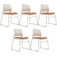 Chrome Metal Frame Modern Conference Chair Armless Computer Desk Chair White-Saffron 5 Piece Set Sled Clearhalo 'furn' 'furn_office_chair' 'Furniture' 'Office Chairs' 'Office Furniture' 'office_chair' 5321859