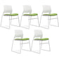 Chrome Metal Frame Modern Conference Chair Armless Computer Desk Chair White-Green 5 Piece Set Sled Clearhalo 'furn' 'furn_office_chair' 'Furniture' 'Office Chairs' 'Office Furniture' 'office_chair' 5321864