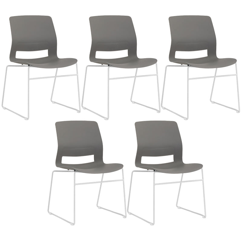 Chrome Metal Frame Modern Conference Chair Armless Computer Desk Chair Silver Gray 5 Piece Set Sled Clearhalo 'furn' 'furn_office_chair' 'Furniture' 'Office Chairs' 'Office Furniture' 'office_chair' 5321867