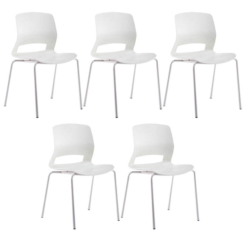 Chrome Metal Frame Modern Conference Chair Armless Computer Desk Chair White 5 Piece Set Four Legs Clearhalo 'furn' 'furn_office_chair' 'Furniture' 'Office Chairs' 'Office Furniture' 'office_chair' 5321869