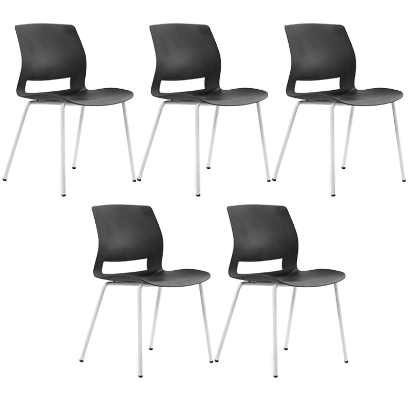 Chrome Metal Frame Modern Conference Chair Armless Computer Desk Chair Black 5 Piece Set Four Legs Clearhalo 'furn' 'furn_office_chair' 'Furniture' 'Office Chairs' 'Office Furniture' 'office_chair' 5321870