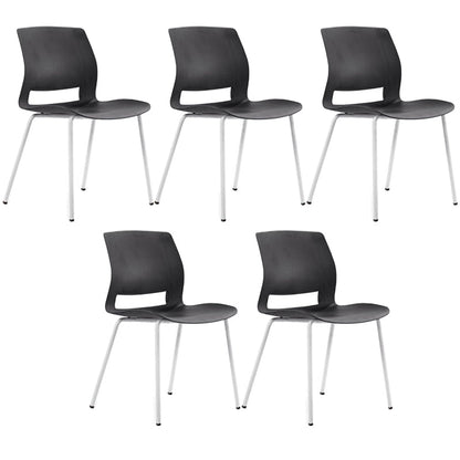 Chrome Metal Frame Modern Conference Chair Armless Computer Desk Chair Black 5 Piece Set Four Legs Clearhalo 'furn' 'furn_office_chair' 'Furniture' 'Office Chairs' 'Office Furniture' 'office_chair' 5321870