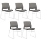 Chrome Metal Frame Modern Conference Chair Armless Computer Desk Chair Grey 5 Piece Set Sled Clearhalo 'furn' 'furn_office_chair' 'Furniture' 'Office Chairs' 'Office Furniture' 'office_chair' 5321872