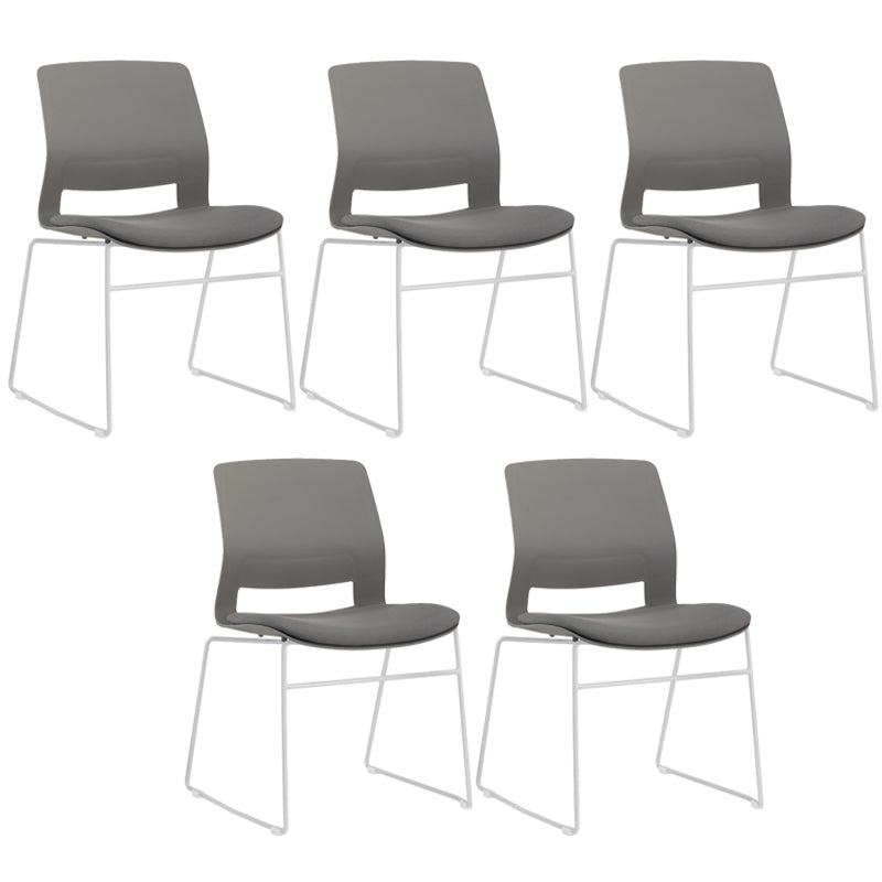 Chrome Metal Frame Modern Conference Chair Armless Computer Desk Chair Grey 5 Piece Set Sled Clearhalo 'furn' 'furn_office_chair' 'Furniture' 'Office Chairs' 'Office Furniture' 'office_chair' 5321872