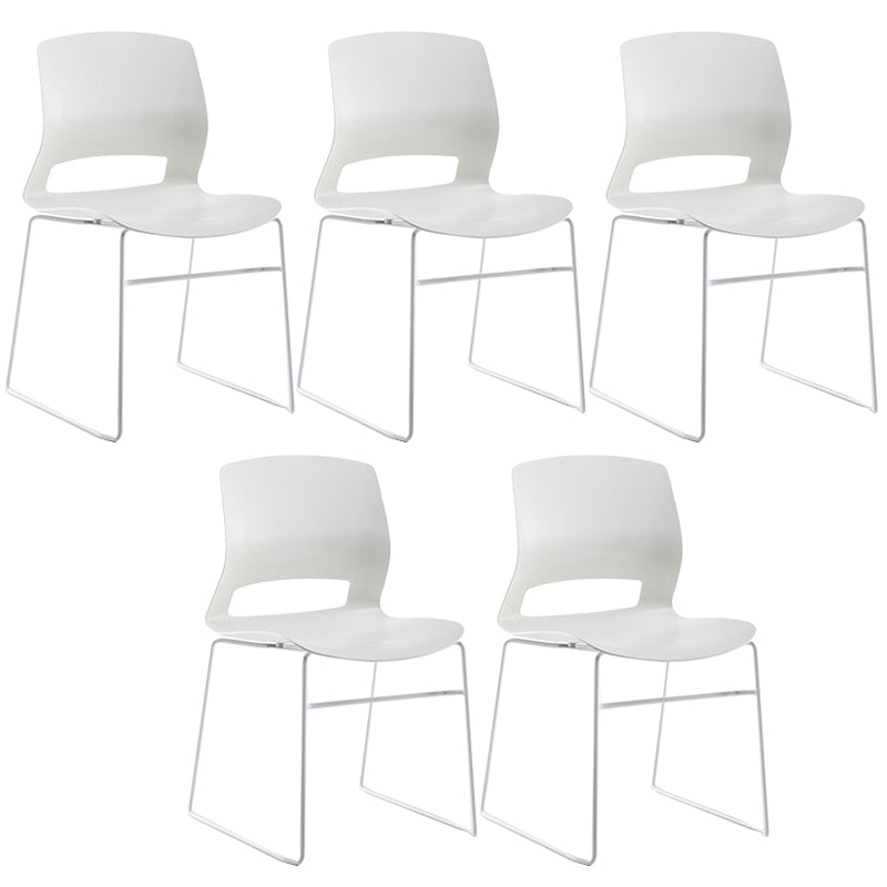 Chrome Metal Frame Modern Conference Chair Armless Computer Desk Chair White 5 Piece Set Sled Clearhalo 'furn' 'furn_office_chair' 'Furniture' 'Office Chairs' 'Office Furniture' 'office_chair' 5321876