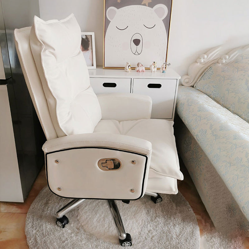 Modern Upholstered Task Chair Faux Leather Arm Chair with Wheels Clearhalo 'furn' 'furn_office_chair' 'Furniture' 'Office Chairs' 'Office Furniture' 'office_chair' 5322028