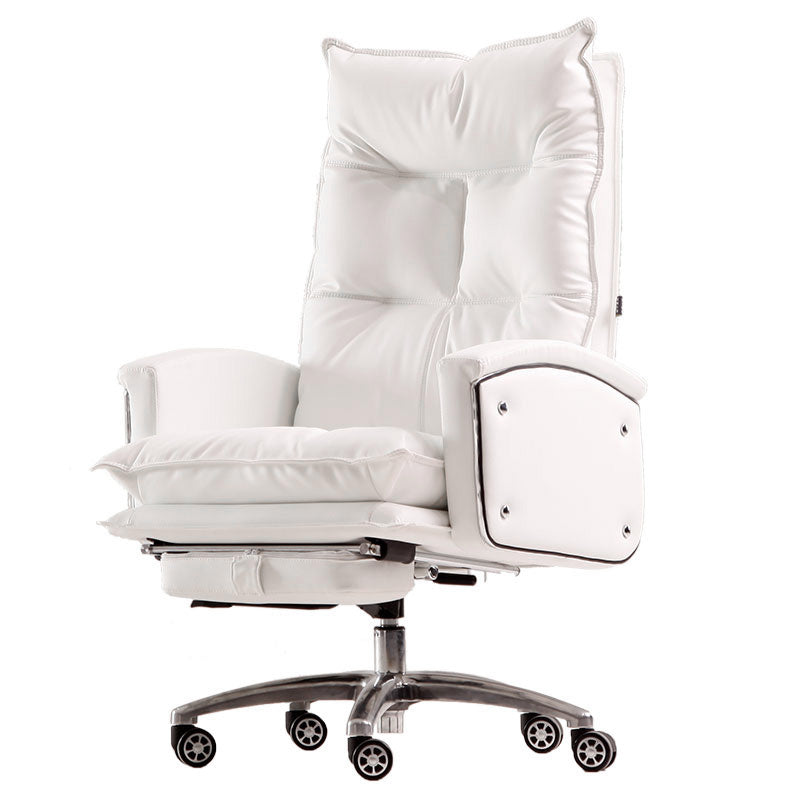 Modern Upholstered Task Chair Faux Leather Arm Chair with Wheels White Clearhalo 'furn' 'furn_office_chair' 'Furniture' 'Office Chairs' 'Office Furniture' 'office_chair' 5322031