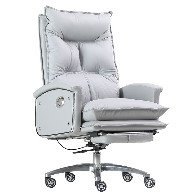 Modern Upholstered Task Chair Faux Leather Arm Chair with Wheels Gray Clearhalo 'furn' 'furn_office_chair' 'Furniture' 'Office Chairs' 'Office Furniture' 'office_chair' 5322034
