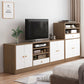 Mobile porta TV in legno in stile scandinavo, consolle porta TV con ripiani e ripiani