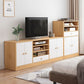 Mobile porta TV in legno in stile scandinavo, consolle porta TV con ripiani e ripiani