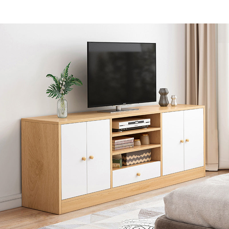 Mobile porta TV in legno in stile scandinavo, consolle porta TV con ripiani e ripiani