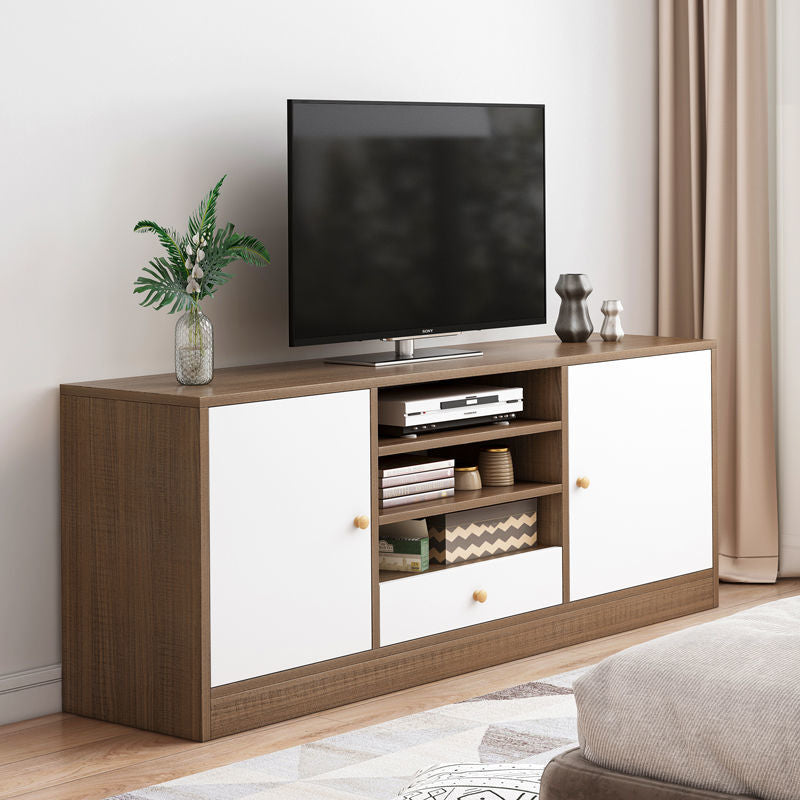 Mobile porta TV in legno in stile scandinavo, consolle porta TV con ripiani e ripiani