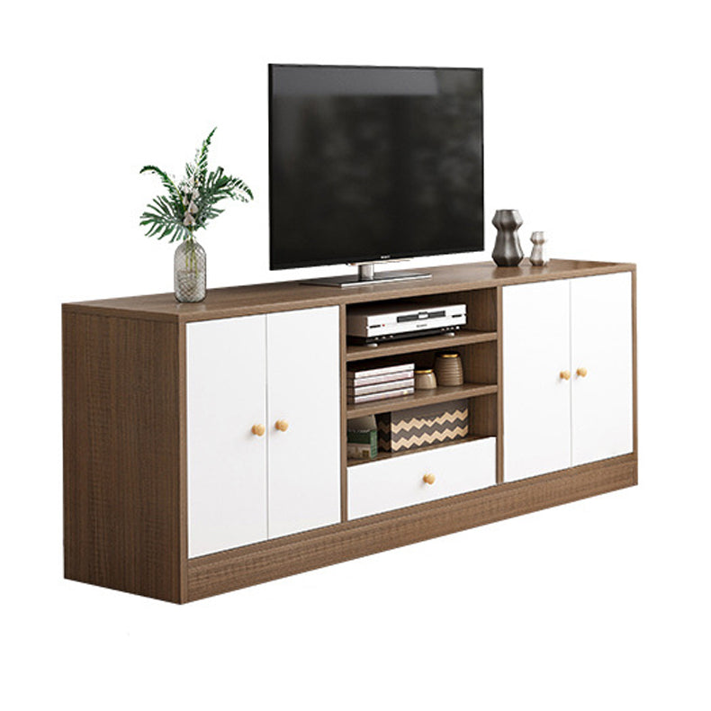 Mobile porta TV in legno in stile scandinavo, consolle porta TV con ripiani e ripiani