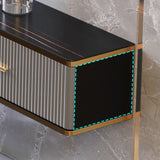 Supporto TV a muro glam in pietra 2 cassetti e armadio TV a 1 porta