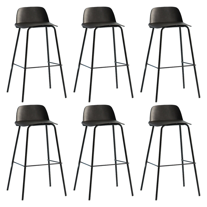 Nordic Style Plastic Barstool Colorful Iron Legs Bar Stool for Living Room Black 6 Piece Set Clearhalo 'Bar Furniture' 'Bar Stools' 'bar_stools' 'furn' 'furn_bar_stools' 'Furniture' 'Kitchen & Dining Furniture' 5322398