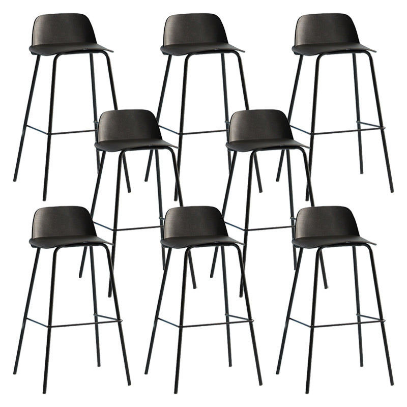 Nordic Style Plastic Barstool Colorful Iron Legs Bar Stool for Living Room Black 8 Piece Set Clearhalo 'Bar Furniture' 'Bar Stools' 'bar_stools' 'furn' 'furn_bar_stools' 'Furniture' 'Kitchen & Dining Furniture' 5322400
