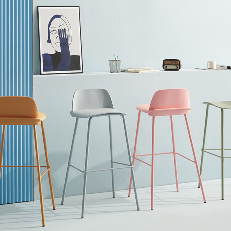 Nordic Style Plastic Barstool Colorful Iron Legs Bar Stool for Living Room Clearhalo 'Bar Furniture' 'Bar Stools' 'bar_stools' 'furn' 'furn_bar_stools' 'Furniture' 'Kitchen & Dining Furniture' 5322401