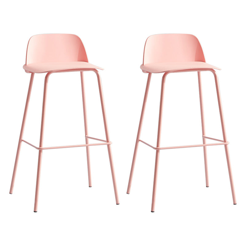 Nordic Style Plastic Barstool Colorful Iron Legs Bar Stool for Living Room Pink 2 Piece Set Clearhalo 'Bar Furniture' 'Bar Stools' 'bar_stools' 'furn' 'furn_bar_stools' 'Furniture' 'Kitchen & Dining Furniture' 5322407