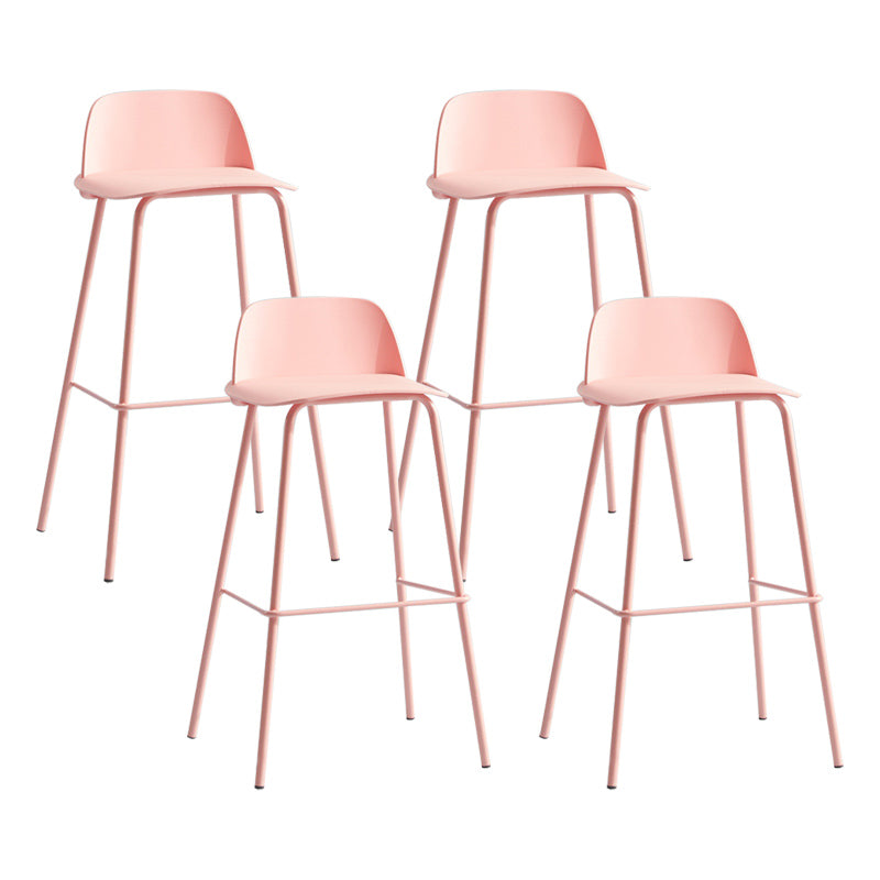 Nordic Style Plastic Barstool Colorful Iron Legs Bar Stool for Living Room Pink 4 Piece Set Clearhalo 'Bar Furniture' 'Bar Stools' 'bar_stools' 'furn' 'furn_bar_stools' 'Furniture' 'Kitchen & Dining Furniture' 5322408