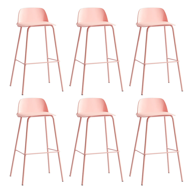 Nordic Style Plastic Barstool Colorful Iron Legs Bar Stool for Living Room Pink 6 Piece Set Clearhalo 'Bar Furniture' 'Bar Stools' 'bar_stools' 'furn' 'furn_bar_stools' 'Furniture' 'Kitchen & Dining Furniture' 5322409