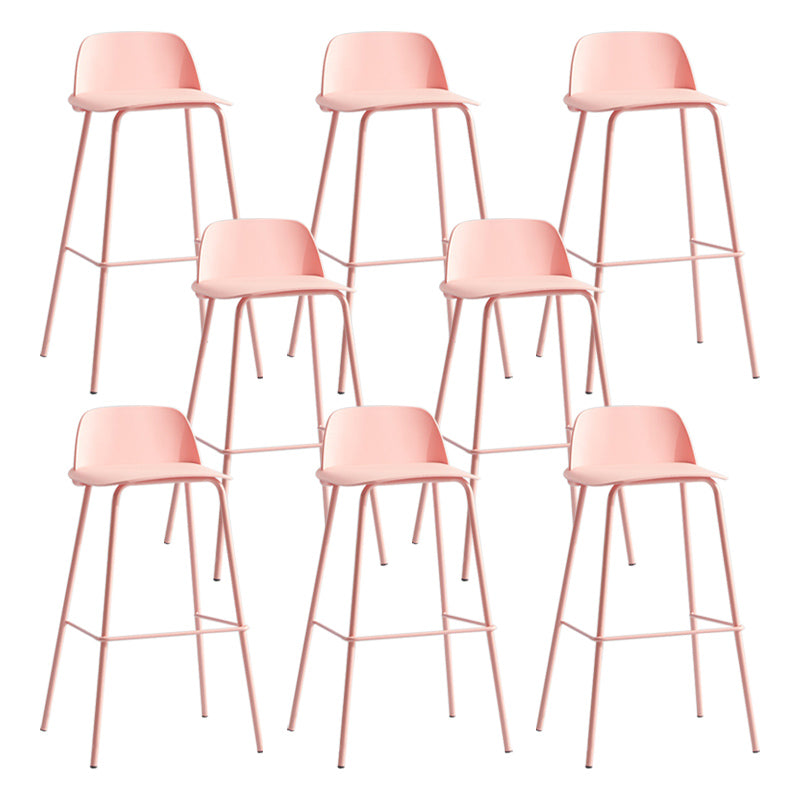 Nordic Style Plastic Barstool Colorful Iron Legs Bar Stool for Living Room Pink 8 Piece Set Clearhalo 'Bar Furniture' 'Bar Stools' 'bar_stools' 'furn' 'furn_bar_stools' 'Furniture' 'Kitchen & Dining Furniture' 5322410