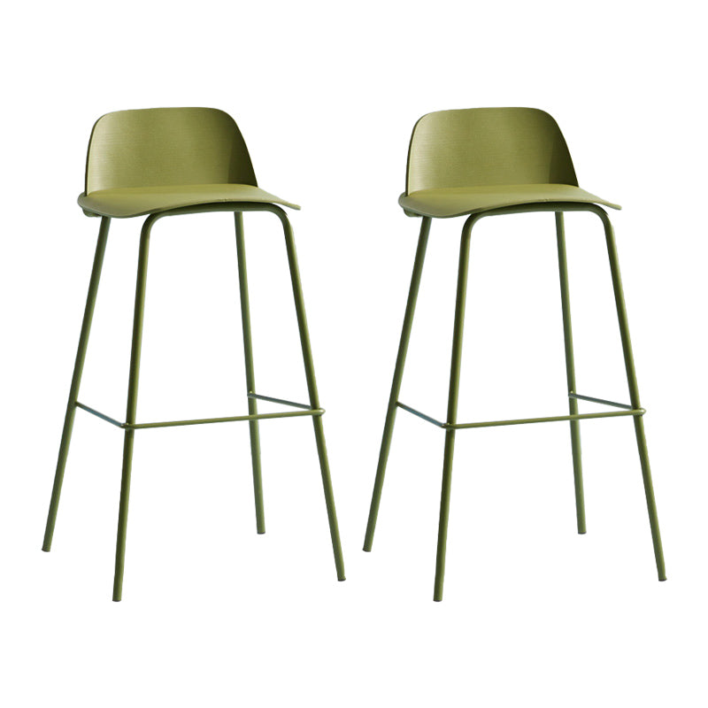 Nordic Style Plastic Barstool Colorful Iron Legs Bar Stool for Living Room Green 2 Piece Set Clearhalo 'Bar Furniture' 'Bar Stools' 'bar_stools' 'furn' 'furn_bar_stools' 'Furniture' 'Kitchen & Dining Furniture' 5322411