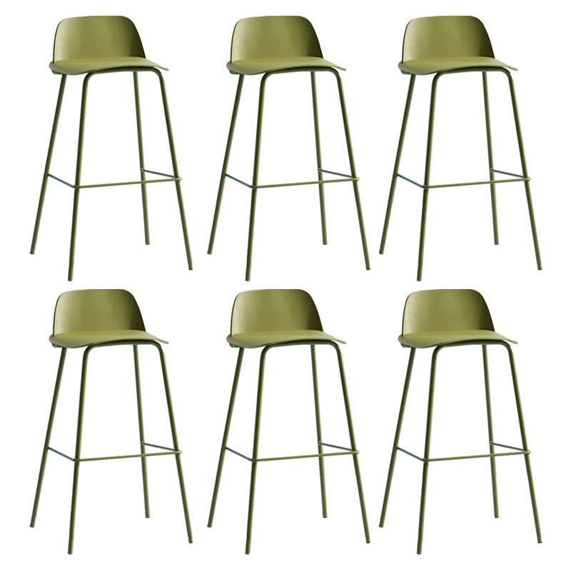 Nordic Style Plastic Barstool Colorful Iron Legs Bar Stool for Living Room Green 6 Piece Set Clearhalo 'Bar Furniture' 'Bar Stools' 'bar_stools' 'furn' 'furn_bar_stools' 'Furniture' 'Kitchen & Dining Furniture' 5322413
