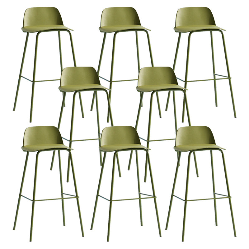 Nordic Style Plastic Barstool Colorful Iron Legs Bar Stool for Living Room Green 8 Piece Set Clearhalo 'Bar Furniture' 'Bar Stools' 'bar_stools' 'furn' 'furn_bar_stools' 'Furniture' 'Kitchen & Dining Furniture' 5322414