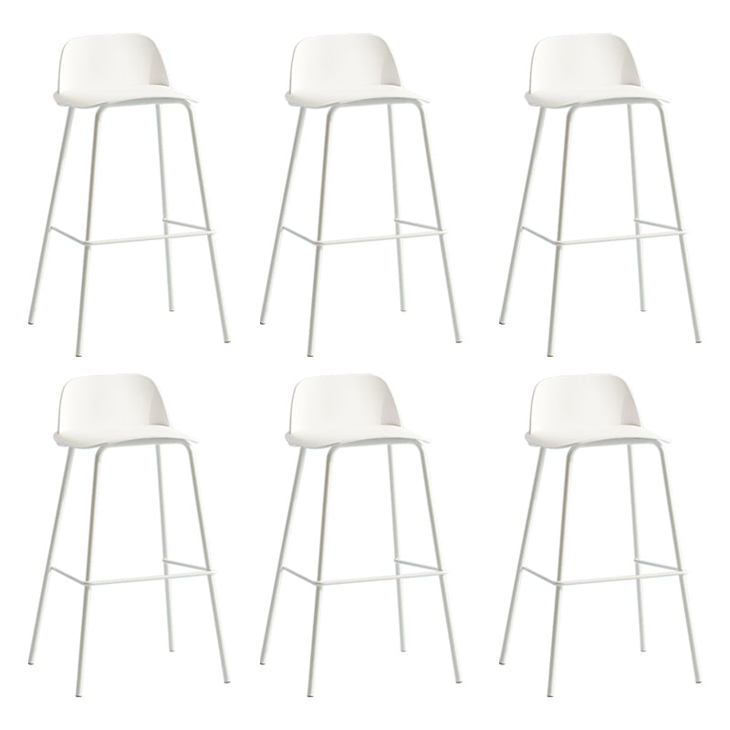 Nordic Style Plastic Barstool Colorful Iron Legs Bar Stool for Living Room White 6 Piece Set Clearhalo 'Bar Furniture' 'Bar Stools' 'bar_stools' 'furn' 'furn_bar_stools' 'Furniture' 'Kitchen & Dining Furniture' 5322417